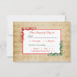 Hoja Vintage Música Boda de Invierno Tarjeta RSVP
