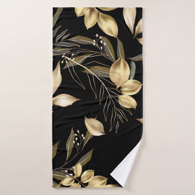 Hojas abstractas de ginkgo. Purpurina de lujo gink (Toalla de baño)