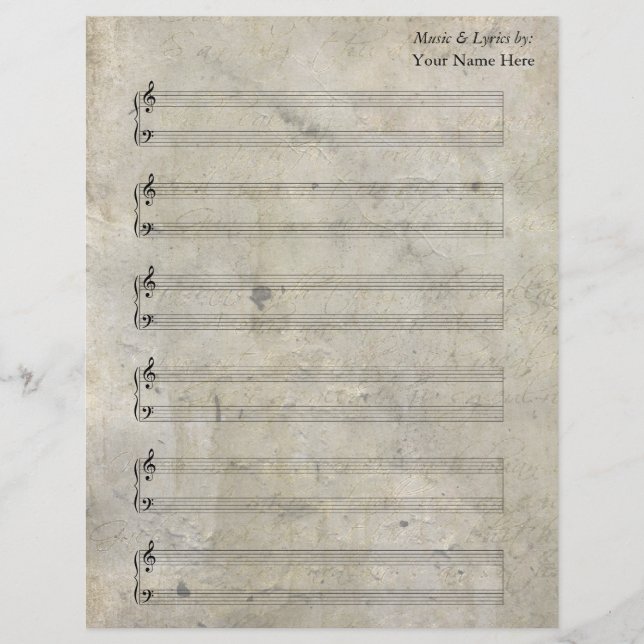Hojas antiguas en blanco de hojas de música de pia (Anverso)