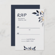 Hojas azules con RSVP de Boda de Oro