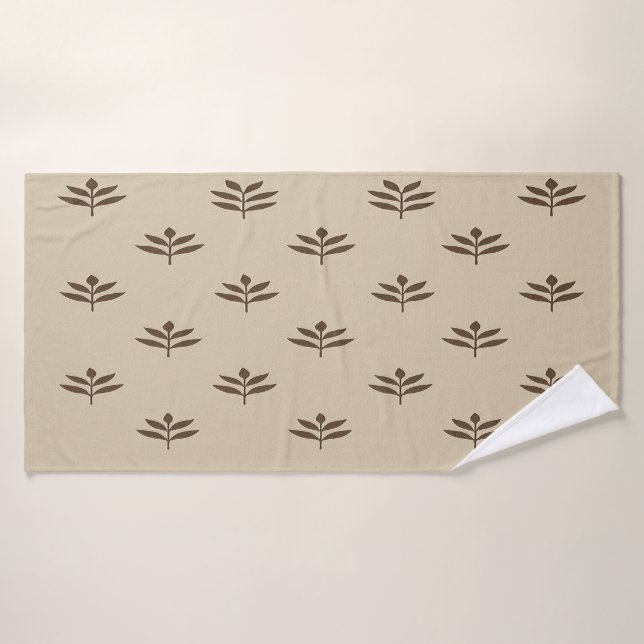 Hojas beige y marrón (Toalla de baño)
