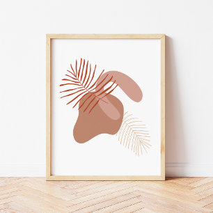 Hojas Botánicas Boho Contra Formas Abstractas Arte