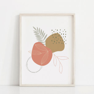 Hojas Botánicas Boho Contra Formas Abstractas Arte