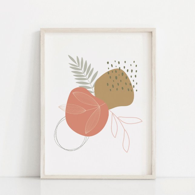 Hojas Botánicas Boho Contra Formas Abstractas Arte (Subido por el creador)