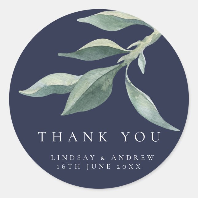 Hojas botánicas modernas Sello de favor de la boda (Anverso)