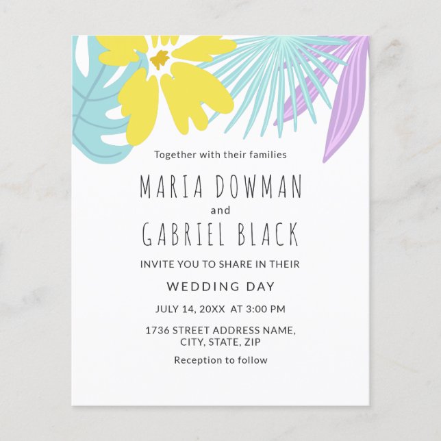 Hojas botánicas tropicales Moda Invitación a la bo (Frente)