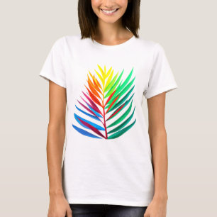Hojas coloridas minimalistas Mujeres camiseta bási