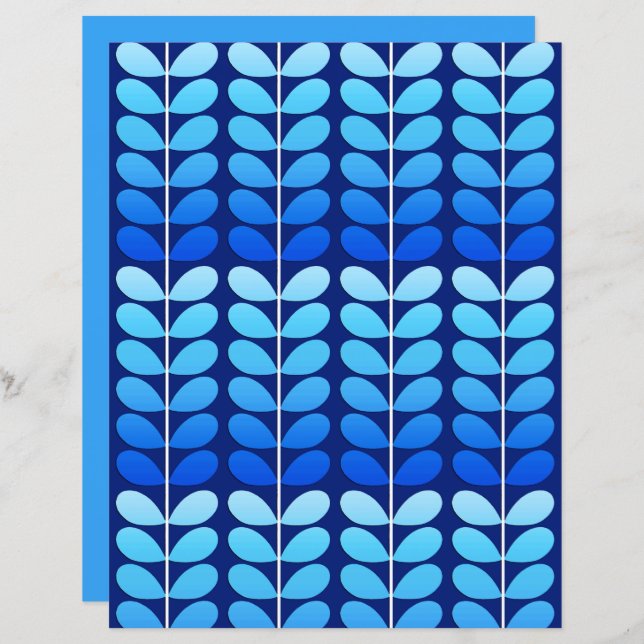 Hojas danesas de mediados de siglo, azul cobalto y (Anverso / Reverso)