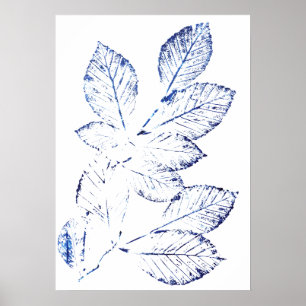hojas de abedul azul marino impresión 1