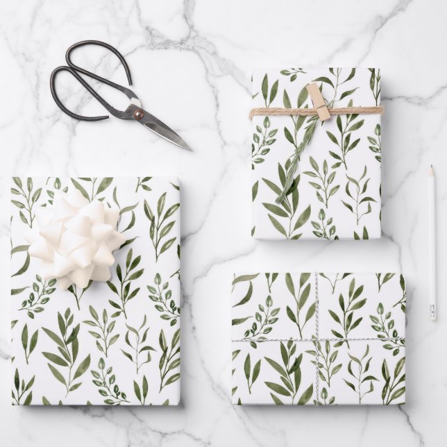 Hojas de acuarela de verde elegante  (Anverso)