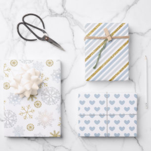 Hojas de ajuste de regalo de invierno con copo de 