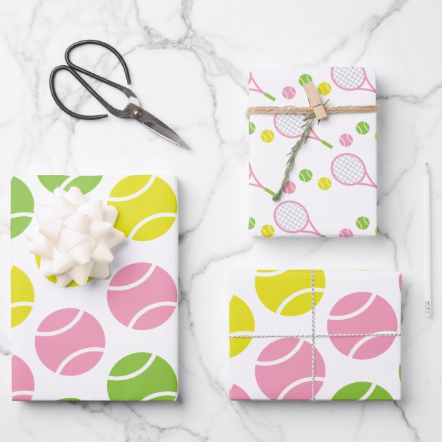 Hojas de ajuste de regalo de tenis rosas y verdes (Anverso)