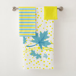 Hojas de arce, conjunto de toallas de baño amarill