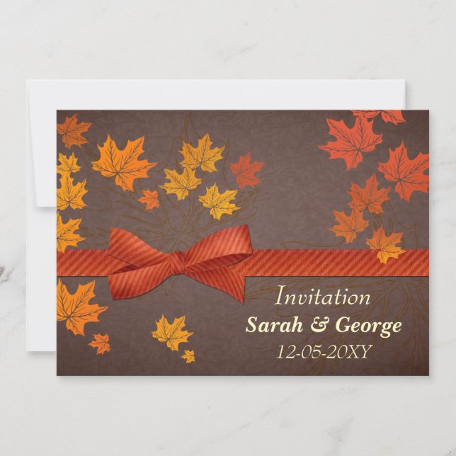 hojas de arce, invitación a la boda de otoño (Anverso)