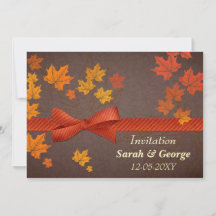 hojas de arce, invitación a la boda de otoño