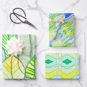 Hojas de Boho Tropical Moderno de color Amarillo V