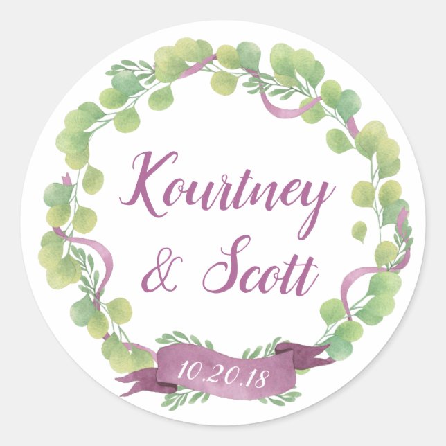 Hojas de color morado y verde - Pegatina (Anverso)