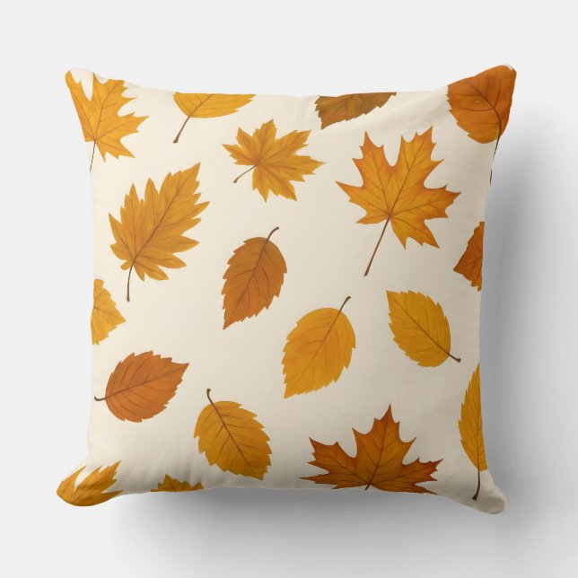 Hojas de cosecha dorada | Cojín decorativo de otoñ (Anverso)
