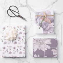 Hojas de envoltorio florales de acuarela púrpura
