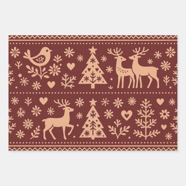 HOJAS DE ENVOLTURA DE NAVIDAD CON PATRONES ESCANDI (Anverso)