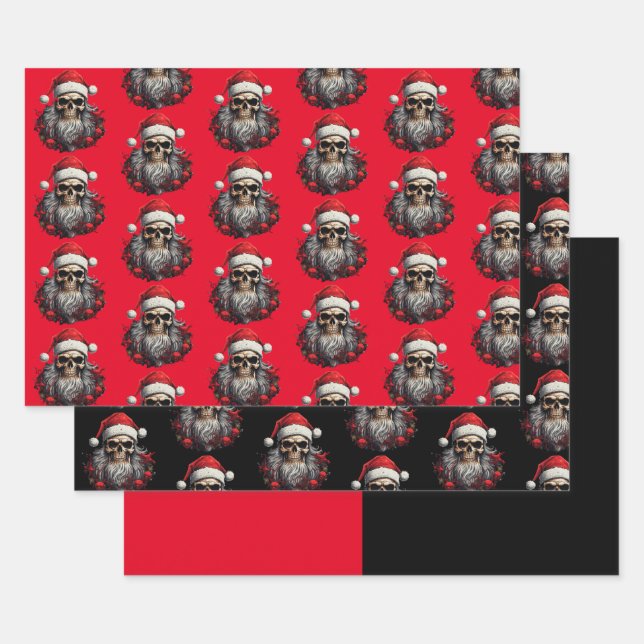 Hojas de envolvimiento de cráneo Santa 3pc (Set)