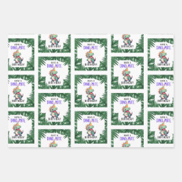 Hojas de envolvimiento de cumpleaños de Dino-mite