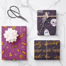 Hojas de envolvimiento de diseño grande de Hallowe