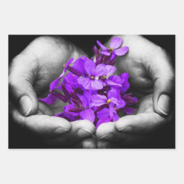 Hojas de envolvimiento de flores moradas