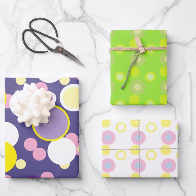 Hojas de envolvimiento de puntos retro juguetonas  (Anverso)