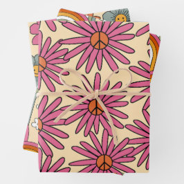 Hojas de envolvimiento de regalo floral retro insp