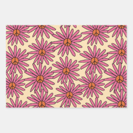 Hojas de envolvimiento de regalo floral retro insp