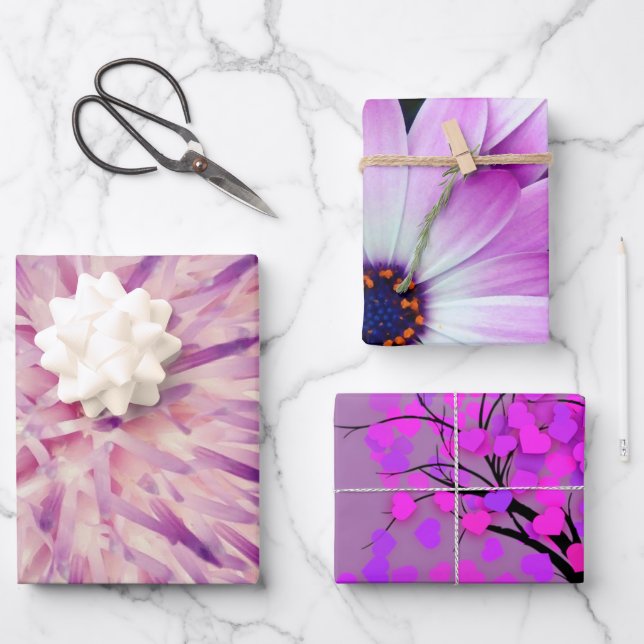 Hojas de envolvimiento de regalo morado (Anverso)