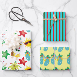 Hojas de envolvimiento para vacaciones en la isla,