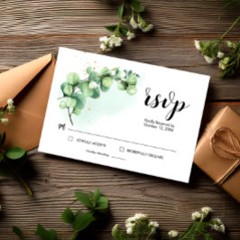 Hojas de eucalipto elegantes Verdes RSVP de boda
