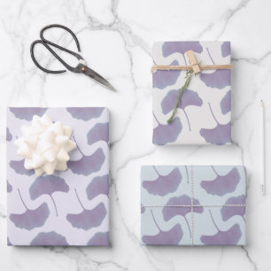 Hojas de Ginkgo Lavanda y Azul Pastel