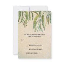 hojas de goma boda rústica al aire libre RSVP tarj