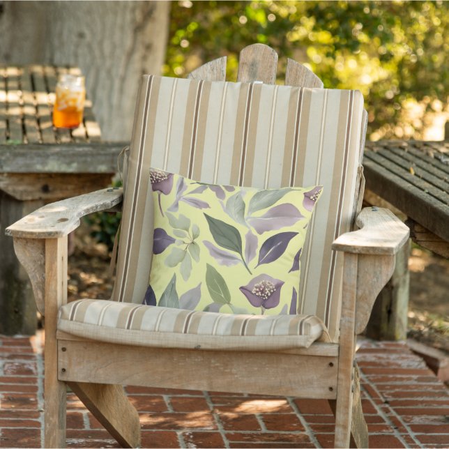 Hojas de hilo y flores Almohada cuadrada (Silla)