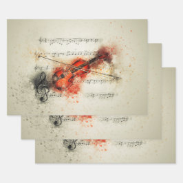 Hojas de hoja acuarela y hojas de envolver violín