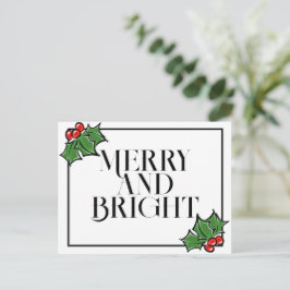 Hojas de Holly, bayas de Holly, postal de vacacion