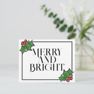 Hojas de Holly, bayas de Holly, postal de vacacion