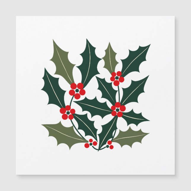 Hojas de Holly Berry Estilo Moderno de Mitad de Si (Anverso)