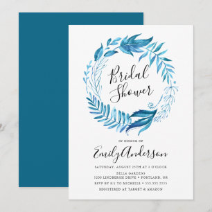 Hojas de Índigo   Invitación de Regadera de Boda e