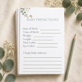Hojas de juego de predicciones para baby shower de