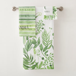Hojas de lujo el   Botanicals verde y monograma