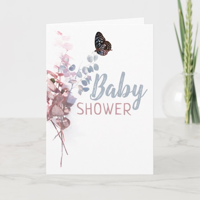 Hojas de mariposa, elegante invitación de Baby Sho (Anverso)