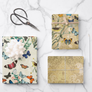 Hojas de mariposas envueltas de papel de 3 hojas p