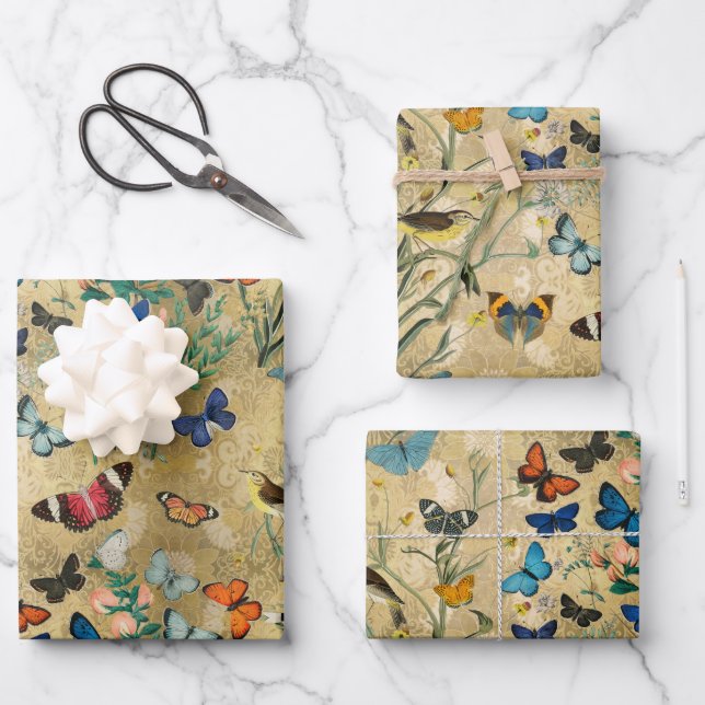 Hojas de mariposas envueltas de papel de 3 hojas p (Anverso)