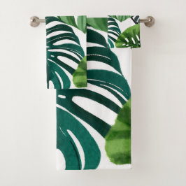 Hojas de Monstera | Toalla de mano moderna simple