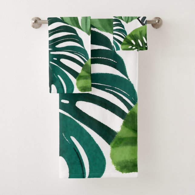 Hojas de Monstera | Toalla de mano moderna simple (In situ)