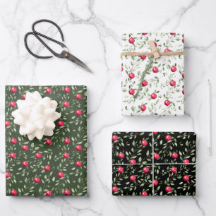 Hojas de Navidades de color blanco y rojo verde